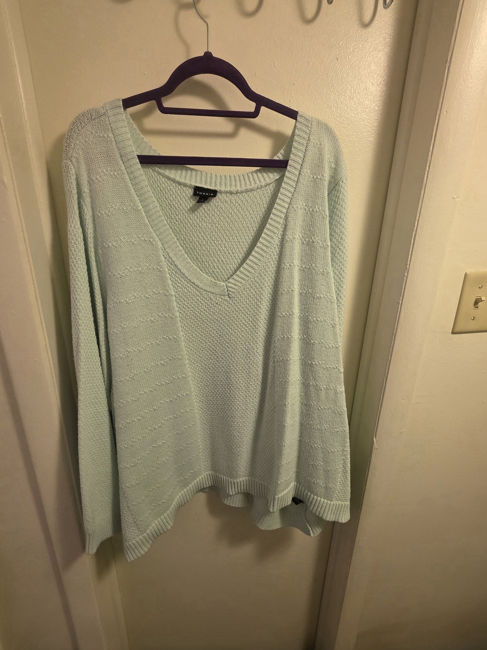 Torrid Mint Green V-Neck Knit Sweater Plus Size Cozy